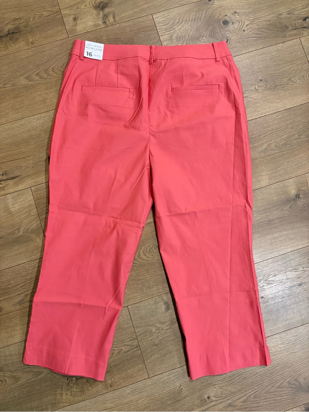 Lane Bryant Women’s Salmon/Coral Slim Capri Pants, Mid-Rise Flat Front Pockets 1 - Picture 6 of 7